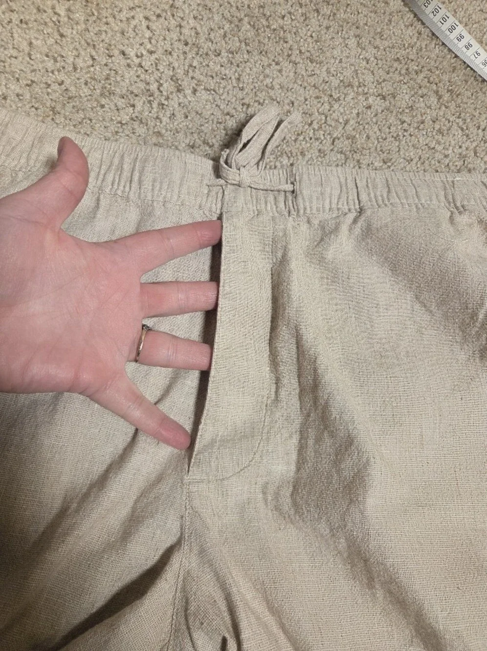 Abercrombie & Fitch Linen Blend Loose Pull On Pants Men's XXL Khaki Light Beige